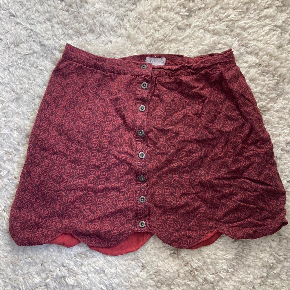 Urban Outfitters Red Scalloped Mini Skirt